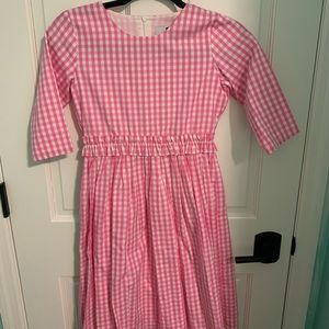 Pink gingham girls dress, size xl, dainty jewells